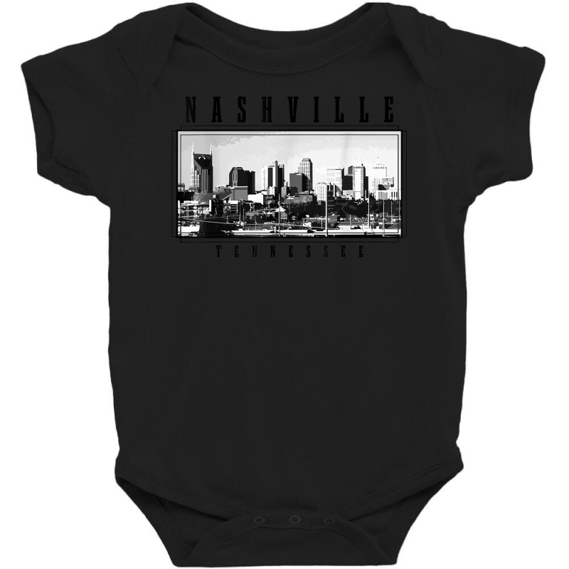 Nashville Tennessee Vintage Skyline Country Music City T Shirt Baby Bodysuit by jermonmccline | Artistshot