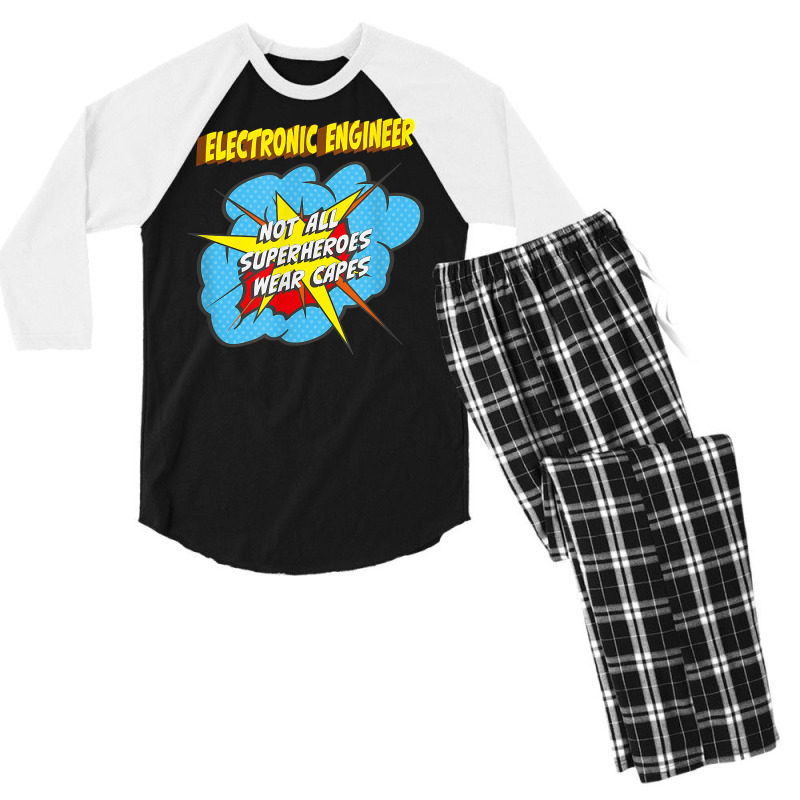 Electronic Engineer Funny Superhero Job T Shirt Men's 3/4 Sleeve Pajama Set by saldeenshakir | Artistshot