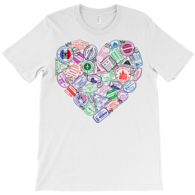 Heart Shaped Passport Travel Stamps Gift T Shirt T-shirt Designed By Stoutsal