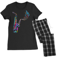 Saxophone T  Shirt Saxophone   Saxophone And Musical Notes T  Shirt (1 Women's Pajamas Set | Artistshot