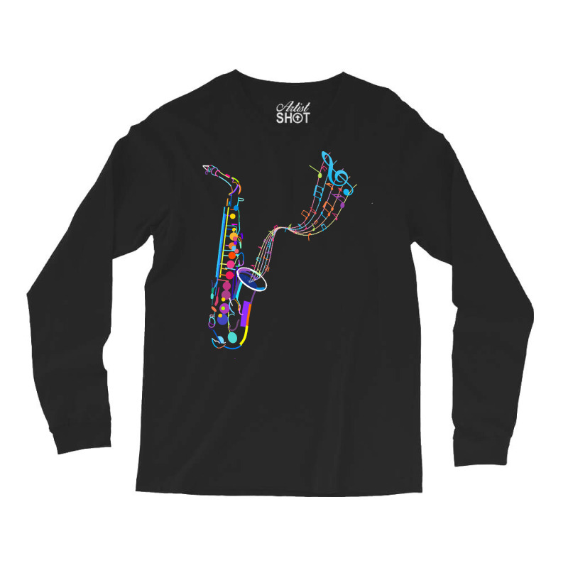 Saxophone T  Shirt Saxophone   Saxophone And Musical Notes T  Shirt (1 Long Sleeve Shirts by darrengorczany780 | Artistshot