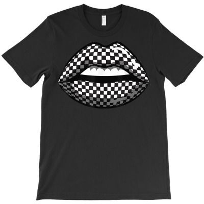 Funny Checkered Black White Lip Gift Cute Checkerboard Women T Shirt T-shirt Designed By Kretschmerbridge