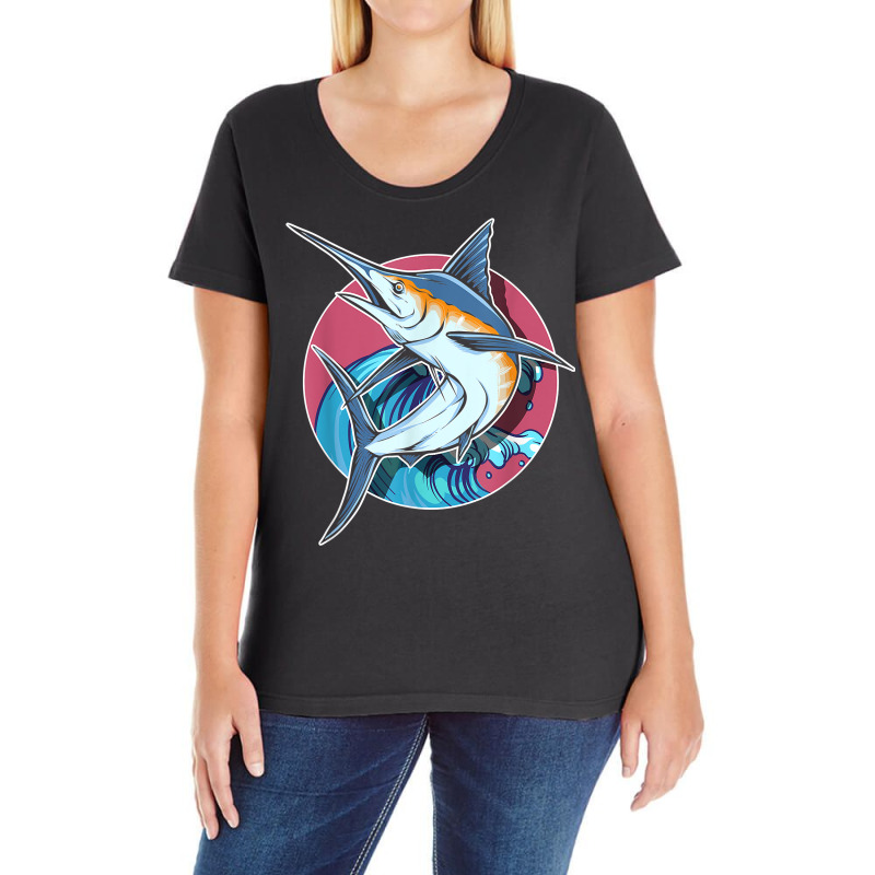 Swordfish Biologist Underwater Saltwater Fish T Shirt Ladies Curvy T-Shirt by ebertfran1985 | Artistshot