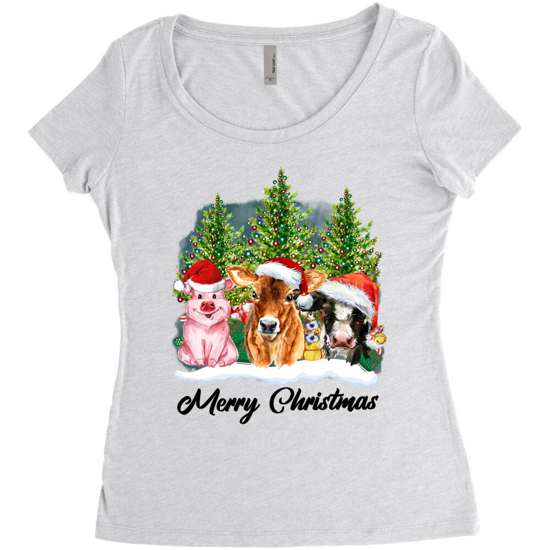 Merrry Christmas Animal Women's Triblend Scoop T-shirt by Apollo | Artistshot