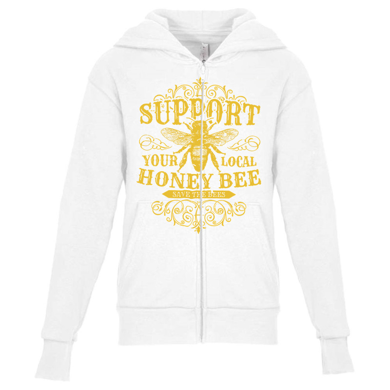 Vintage Beekeeper Support Your Local Honeybee Save The Bees Pullover H Youth Zipper Hoodie | Artistshot