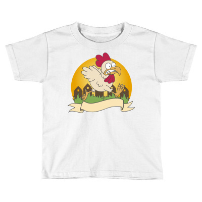 Chicken Food Logo Business Vector Orange Vilage Grass Chicken Running Toddler T-shirt Designed By Maadart