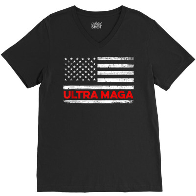 Ultra Maga United State Flag Tank Top V-neck Tee Designed By Archehatf