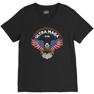 Ultra Maga Us Flag Top American Gifzs Ultra Mega T Shirt V-neck Tee Designed By Archehatf