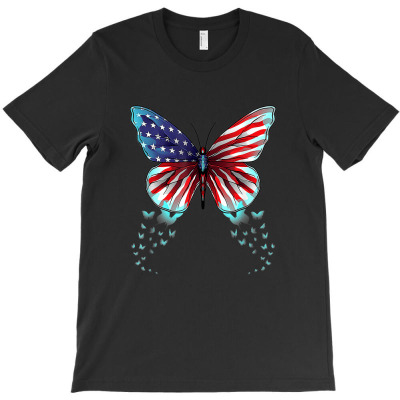 Butterfly American Flag Memorial Day Funny 4th Of July Girls T-shirt Designed By Nguyen Van Thuong