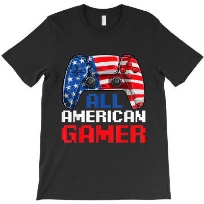 All American Gamer Shirts, Patriotic Video Games July Fourth T-shirt Designed By Nguyen Van Thuong