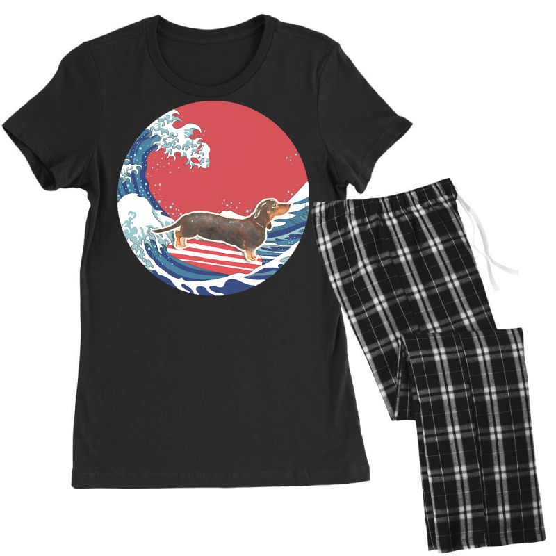 Dachshund T  Shirt Black & Tan Dachshund Gifts   Ocean Waves Surfing B Women's Pajamas Set by jessyca05876 | Artistshot