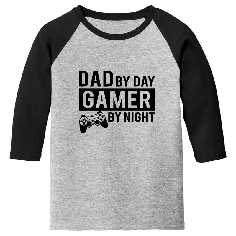 Gamer By Night Fathers Day Gift Lightweight Youth 3/4 Sleeve by o0p_ | Artistshot