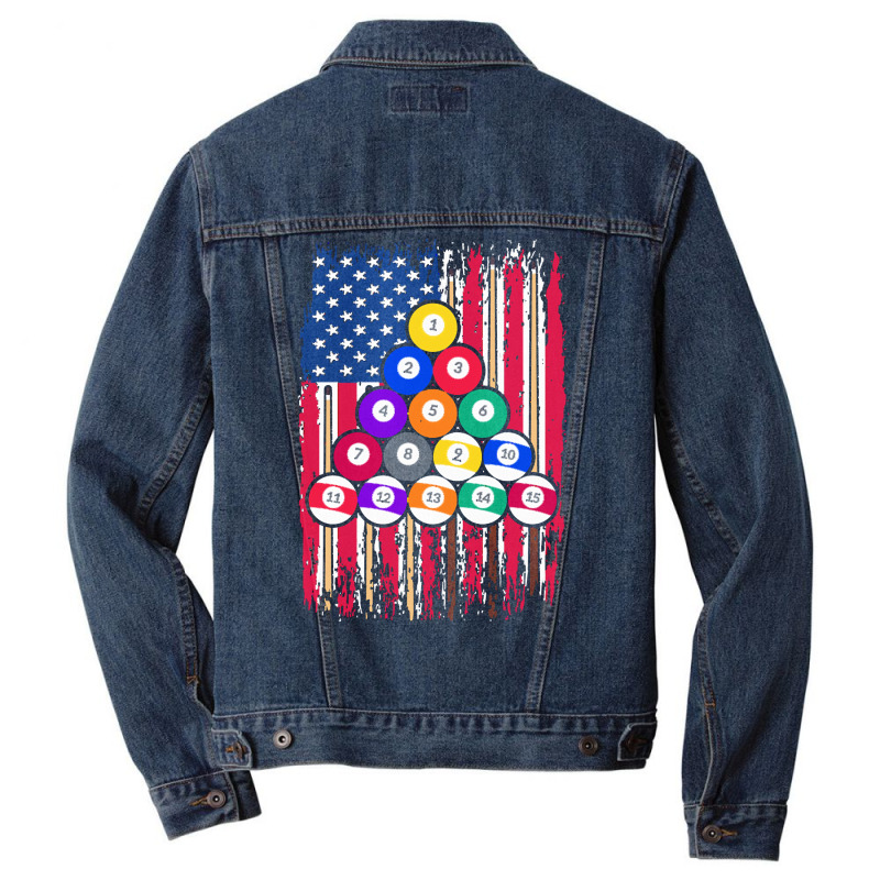 Billiard T  Shirt U S Flag Snooker Player American Pool Billiard T  Sh Men Denim Jacket | Artistshot