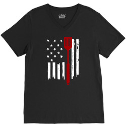 american bbq old glory and spatula V-Neck Tee | Artistshot