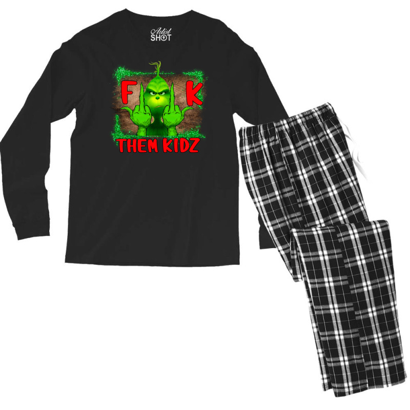 Fuck Them Kids Grinch Men's Long Sleeve Pajama Set by Bettercallsaul | Artistshot