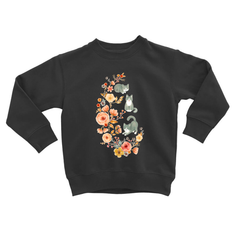 Fancy Felines With Flowers Toddler Sweatshirt | Artistshot