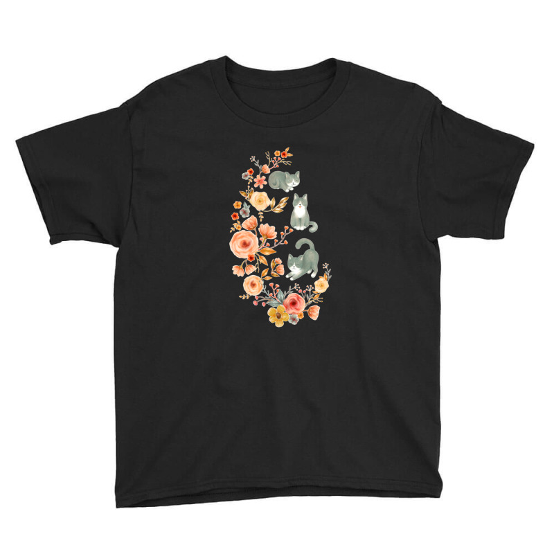 Fancy Felines With Flowers Youth Tee | Artistshot