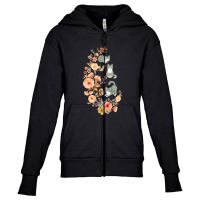 Fancy Felines With Flowers Youth Zipper Hoodie | Artistshot