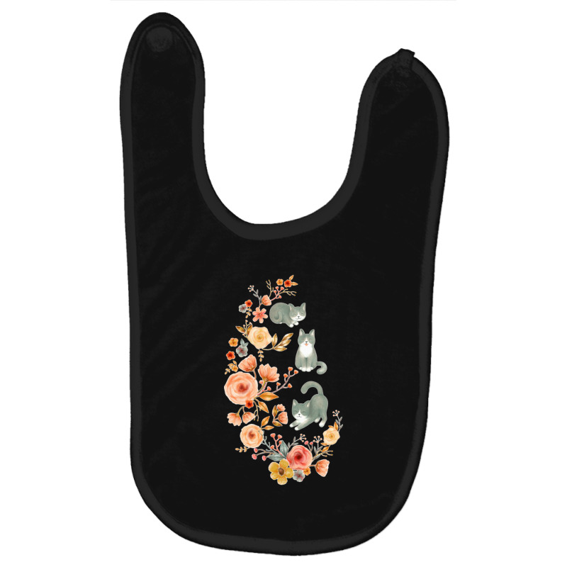 Fancy Felines With Flowers Baby Bibs | Artistshot