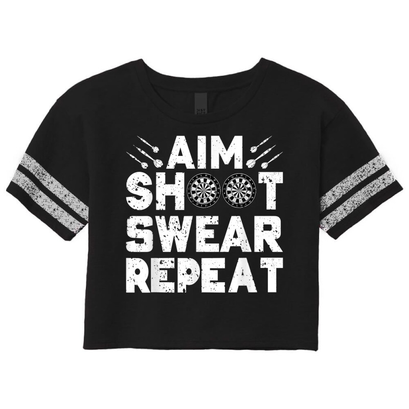 Darts Aim Shoot Swear Repeat Dartboard Funny Dart Player T Shirt Scorecard Crop Tee by holly434 | Artistshot