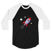 Atomic Rocket Retro Mid Century Modern Futuristic Spaceship 3/4 Sleeve Shirt | Artistshot