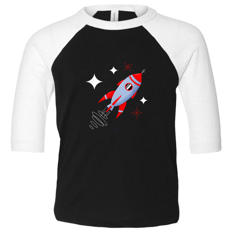 Atomic Rocket Retro Mid Century Modern Futuristic Spaceship Toddler 3/4 Sleeve Tee by bajajbajuji | Artistshot