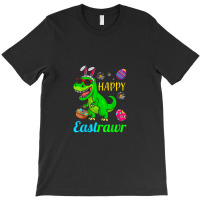 Happy Eastrawr Dinosaur With Bunny Ears And Eggs Basket T-shirt | Artistshot