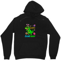 Happy Eastrawr Dinosaur With Bunny Ears And Eggs Basket Unisex Hoodie | Artistshot