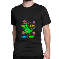 Happy Eastrawr Dinosaur With Bunny Ears And Eggs Basket Classic T-shirt | Artistshot