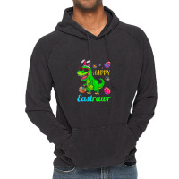 Happy Eastrawr Dinosaur With Bunny Ears And Eggs Basket Vintage Hoodie | Artistshot