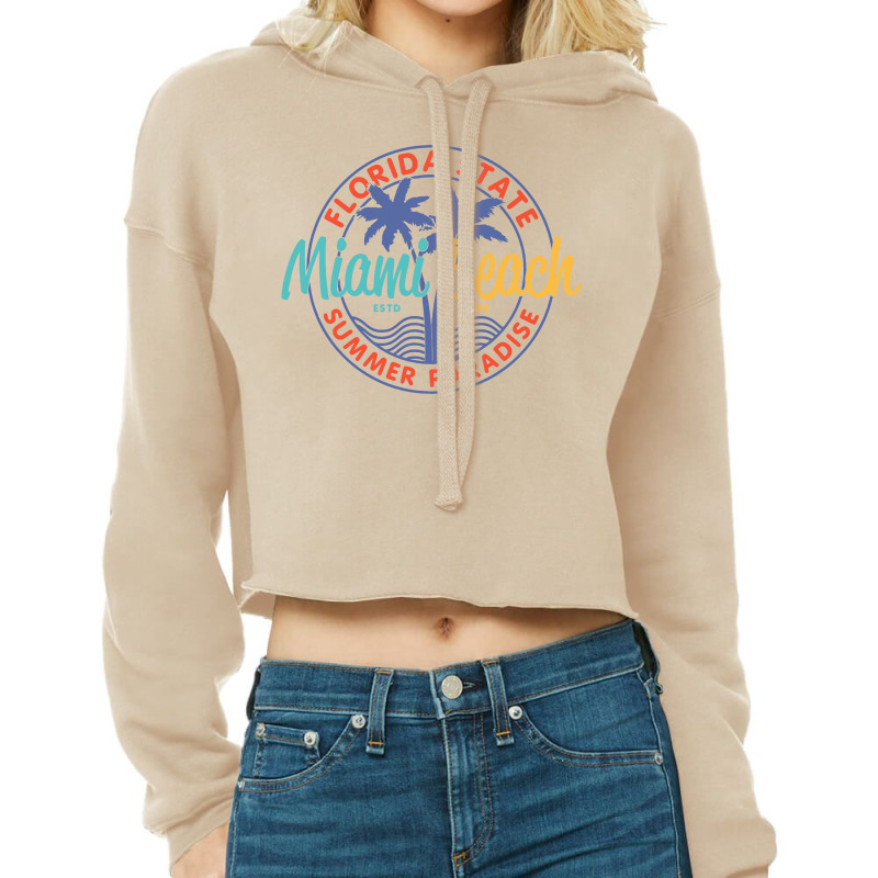 Miami Beach Summer Paradise Cropped Hoodie by devy | Artistshot