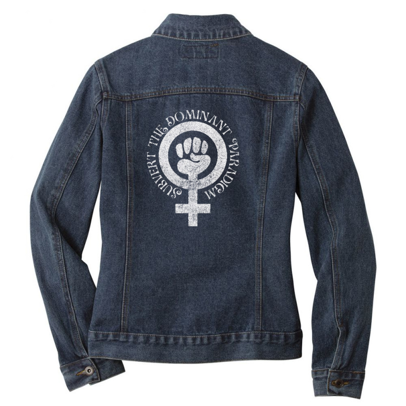 Subvert The Dominant Paradigm (white) Ladies Denim Jacket by wardiyatre | Artistshot