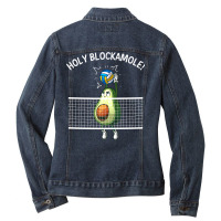 Funny Volleyball For Men Women Holy Guacamole Player Blocker Premium T Ladies Denim Jacket | Artistshot