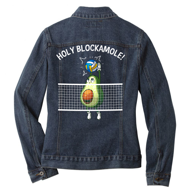 Funny Volleyball For Men Women Holy Guacamole Player Blocker Premium T Ladies Denim Jacket by alanacaro | Artistshot