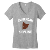 Amsterdam Skyline Cat Women's V-neck T-shirt | Artistshot