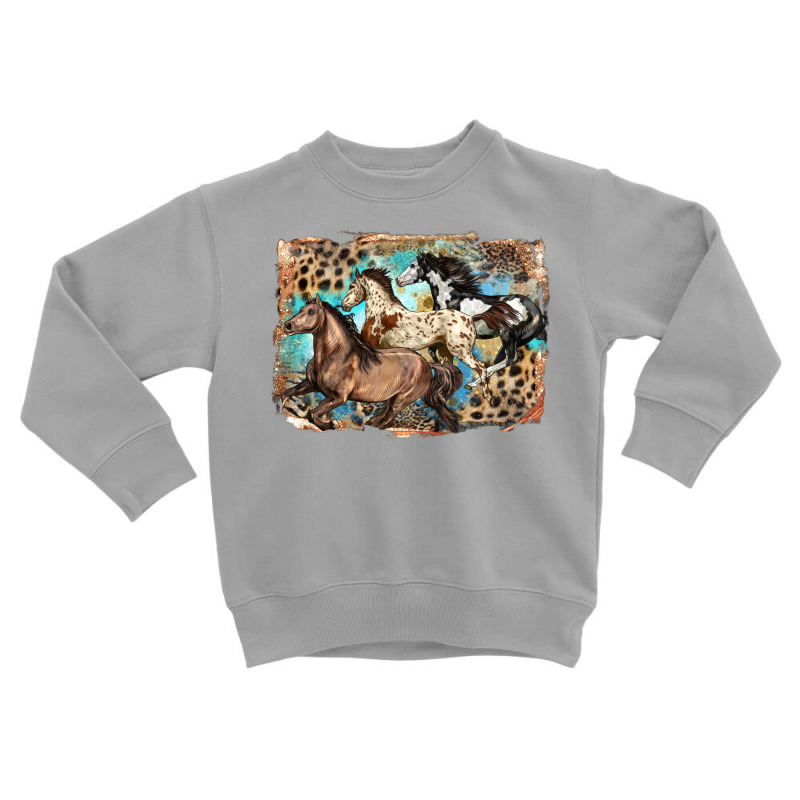 3 Western Horses Running Free Toddler Sweatshirt by LillyAllenDesigns | Artistshot