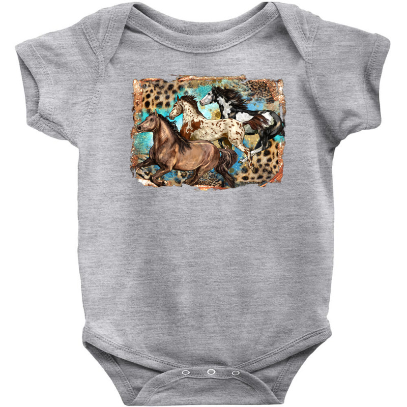 3 Western Horses Running Free Baby Bodysuit by LillyAllenDesigns | Artistshot