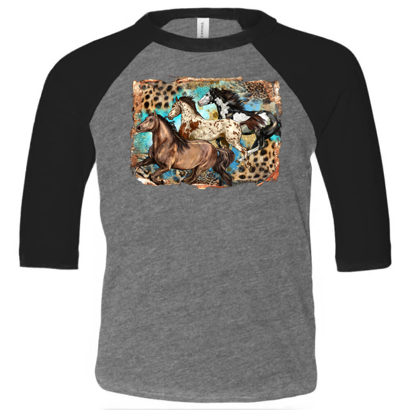 3 Western Horses Running Free Toddler 3/4 Sleeve Tee by LillyAllenDesigns | Artistshot