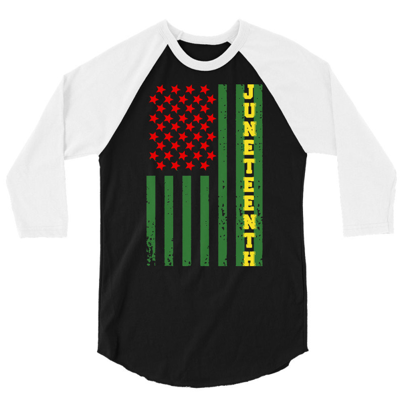 Juneteenth Flag Wavy T  Shirt Juneteenth Flag T  Shirt 3/4 Sleeve Shirt | Artistshot