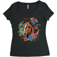 Quarter Horse Floral Women's Triblend Scoop T-shirt | Artistshot