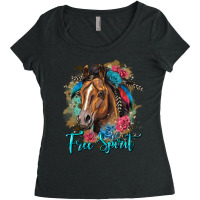 Free Spirit Quarter Horse Floral Women's Triblend Scoop T-shirt | Artistshot