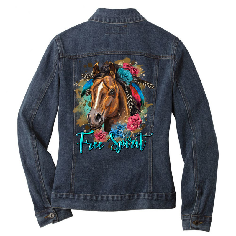 Free Spirit Quarter Horse Floral Ladies Denim Jacket by LillyAllenDesigns | Artistshot