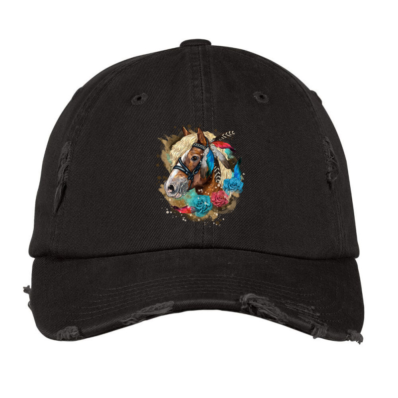 Haflinger Horse Floral Vintage Cap by LillyAllenDesigns | Artistshot