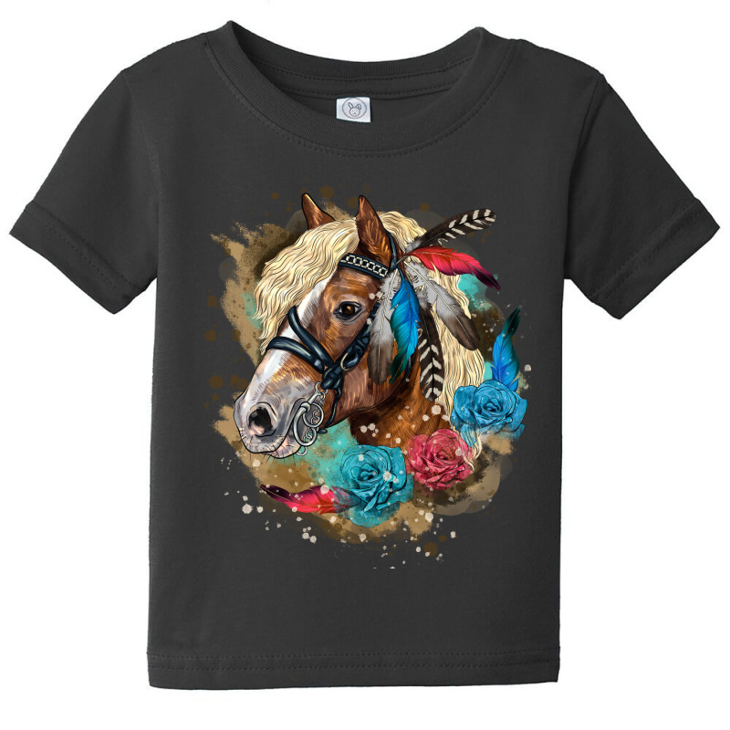 Haflinger Horse Floral Baby Tee by LillyAllenDesigns | Artistshot