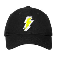 Lightning Bolt Distressed Tshirt White Yellow Graphic Print Adjustable Cap | Artistshot