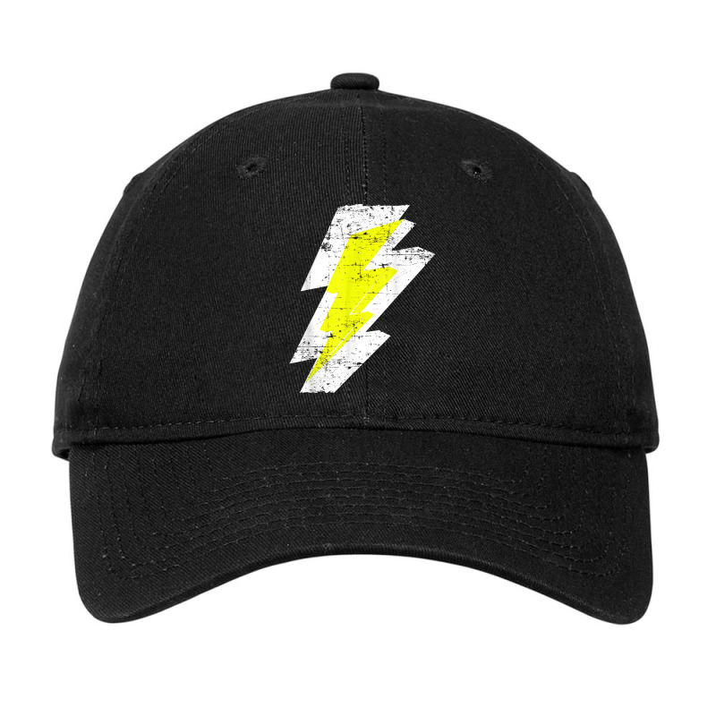 Lightning Bolt Distressed Tshirt White Yellow Graphic Print Adjustable Cap by sosieclaton | Artistshot