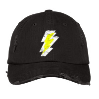 Lightning Bolt Distressed Tshirt White Yellow Graphic Print Vintage Cap | Artistshot