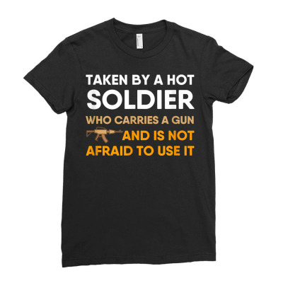 Soldier Boyfriend Girlfriend Husband Wife Funny Slogan Joke T Shirt Ladies Fitted T-shirt Designed By Liublake