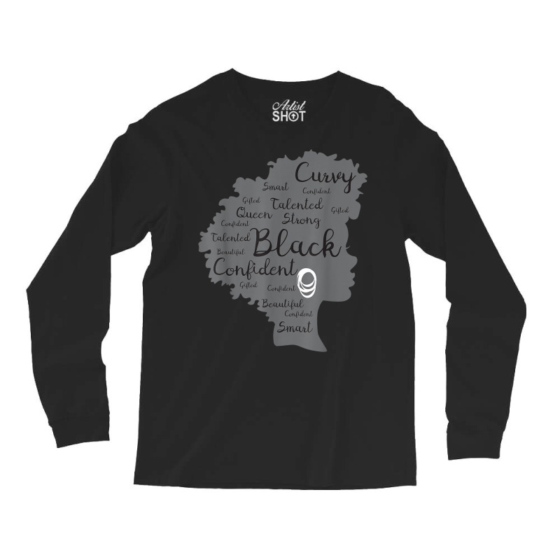 Strong Black Woman Afro Word Art Natural Hair Melanin Poppin T Shirt Long Sleeve Shirts by time5803 | Artistshot