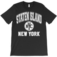 Staten Island New York Nyc Varsity Style Pink W White Print T Shirt T-shirt | Artistshot